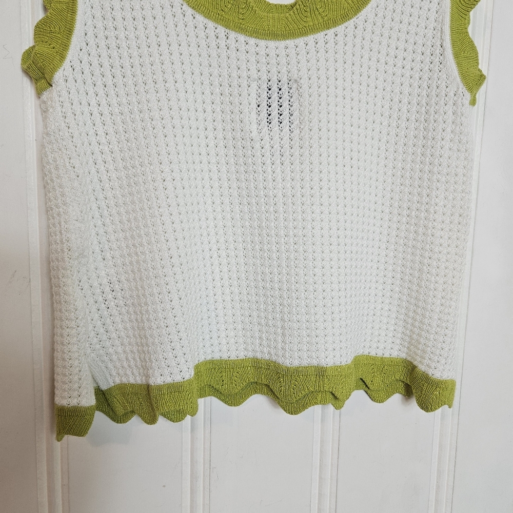 Maeve Crop Tank Top White Scallop Hem Sleeveless Summer Casual Chic Size S - Picture 9 of 12